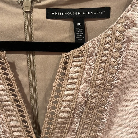 White House Black Market WHBM Tan Neutral Linen Blend Sheath Mini Dress - Picture 2 of 4